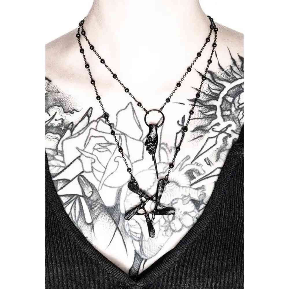 Restyle - Magic Wand Hand Of The Witch Necklace - Black